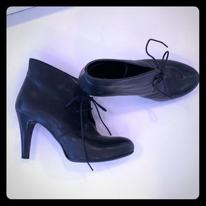 Black leather booties